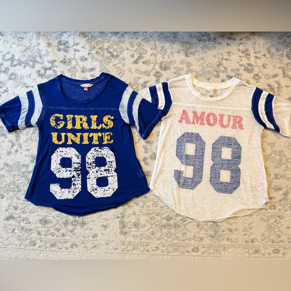 No Boundaries Girls Unite & Amour Graphic Tees - Blue, White, Yellow, Pink